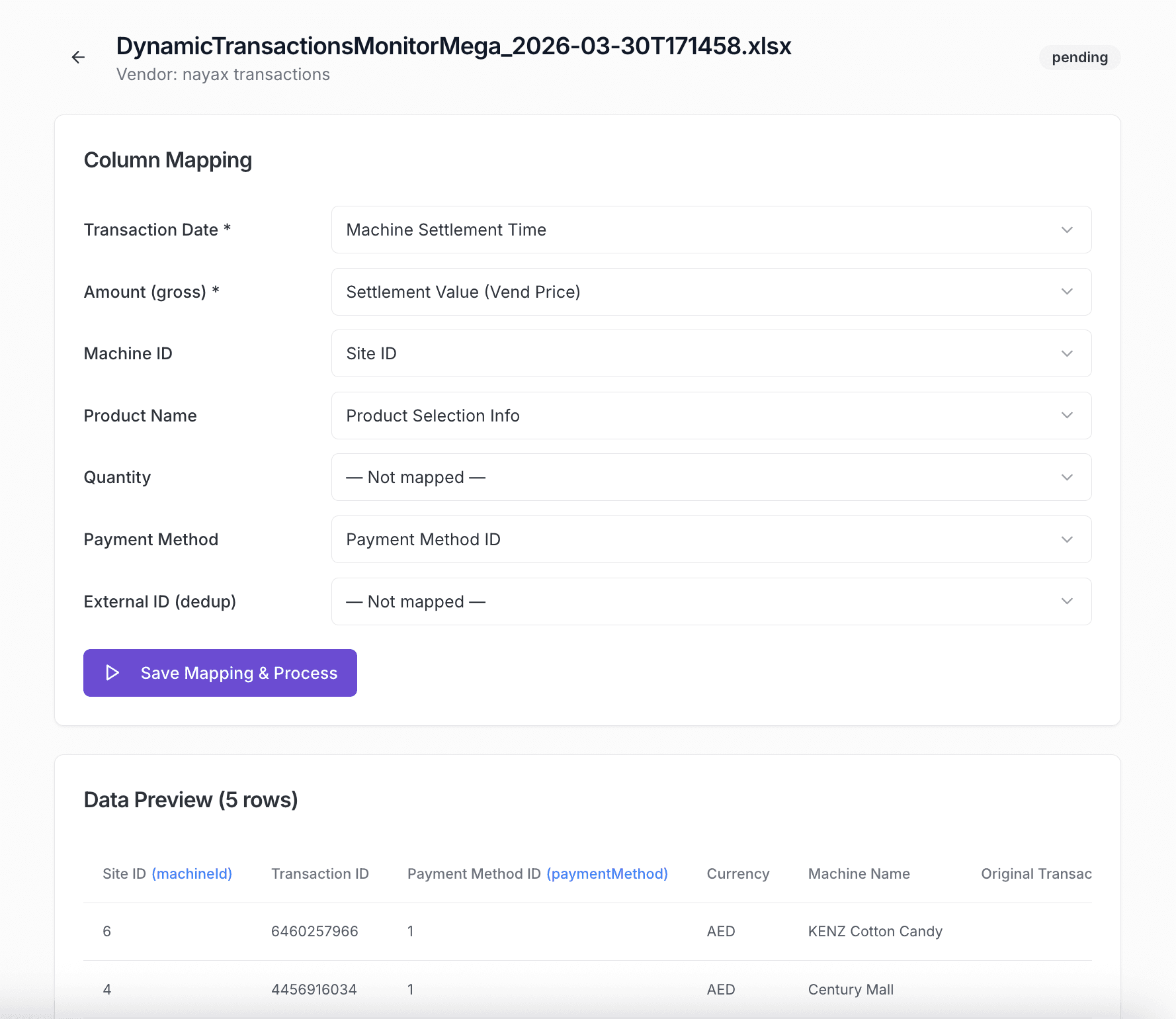 Works with any vendor CSV